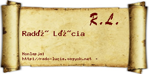 Radó Lúcia névjegykártya